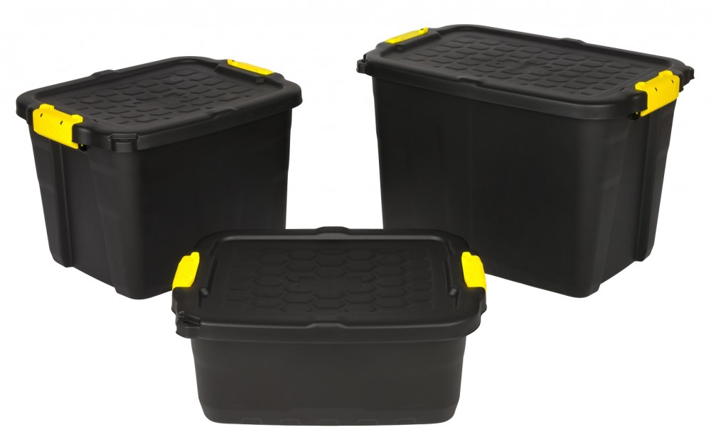 Aufbewahrungsbox Box Kunststoffbox Lagerbox Regalbox mit Deckel Schwarz TOP